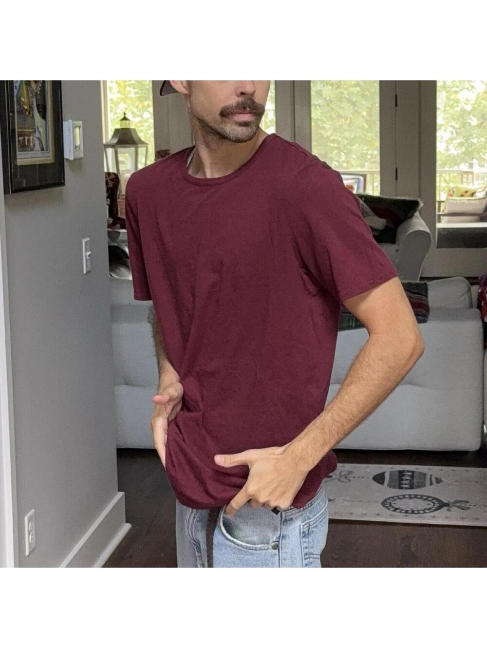 Elwood Burgundy Longline Curved Hem Tee 🍷